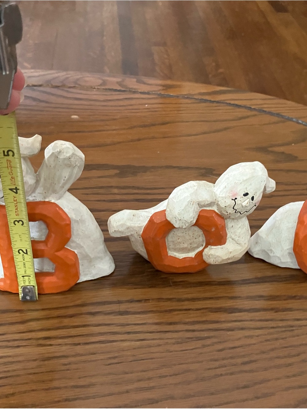White Ghost Figurine Holding Orange “BOO”— Home Accent
